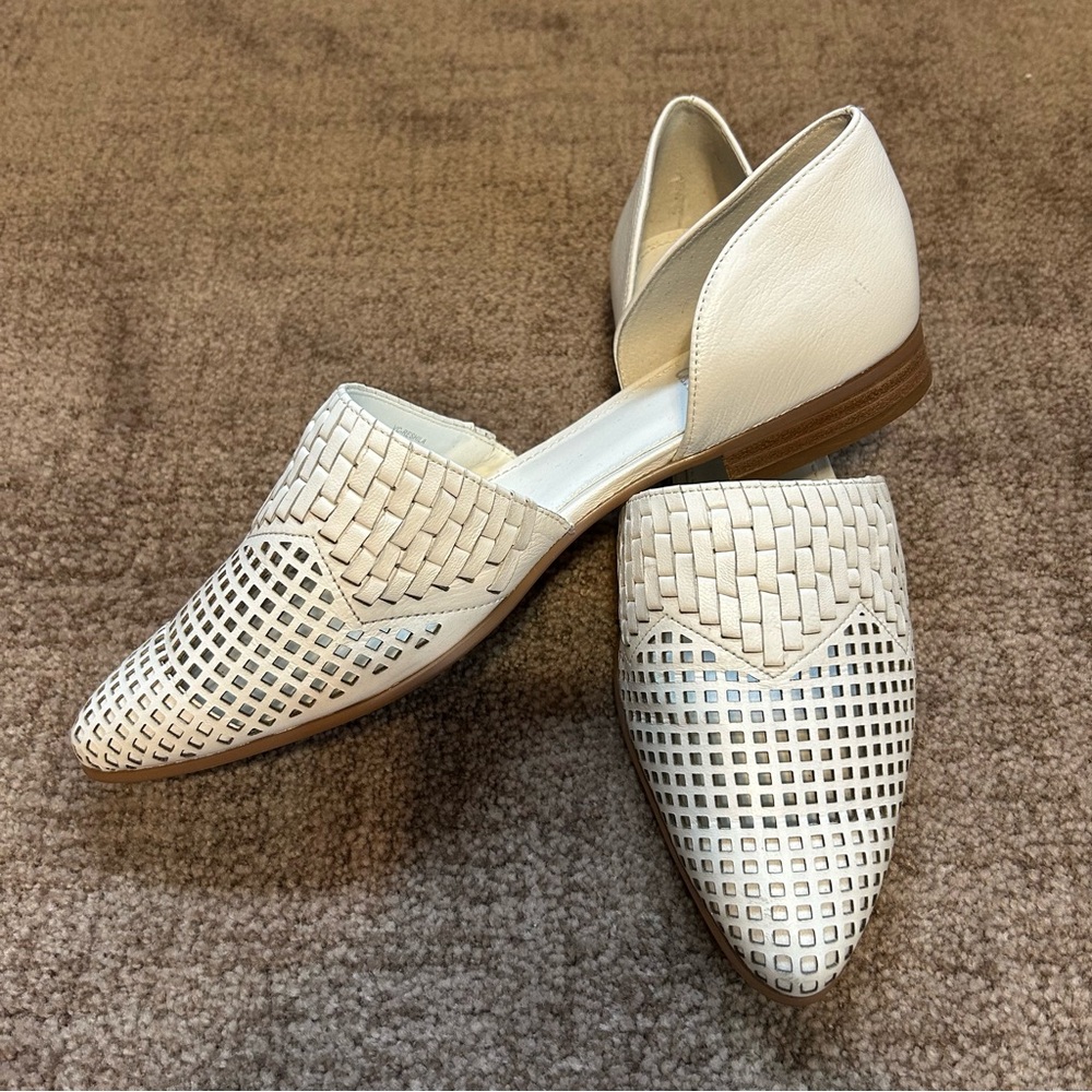 Vince Camuto Elegant Cream Woven Women's Flats